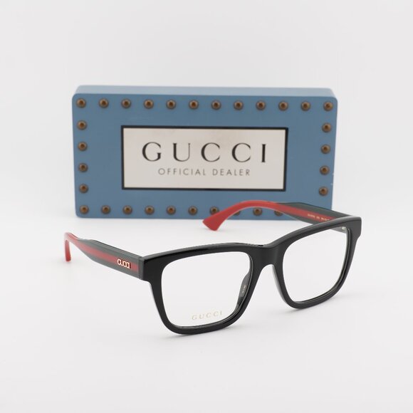 Gucci GG1870O 005 Square Eyeglasses 56mm - Black/Green/Red - Picture 1 of 12